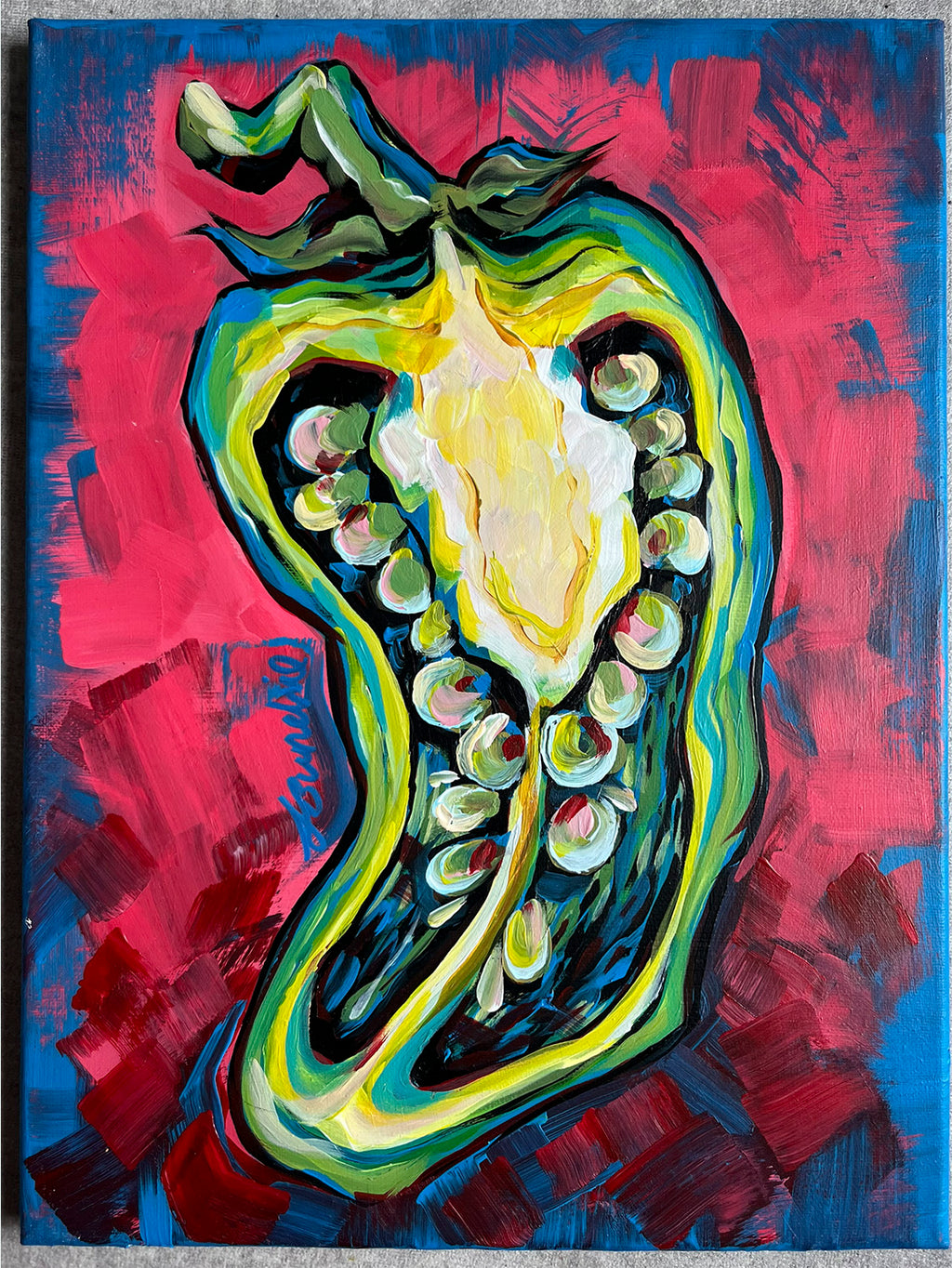 Original 'The Jalapeño Cross-Section' - 40 x 30cm