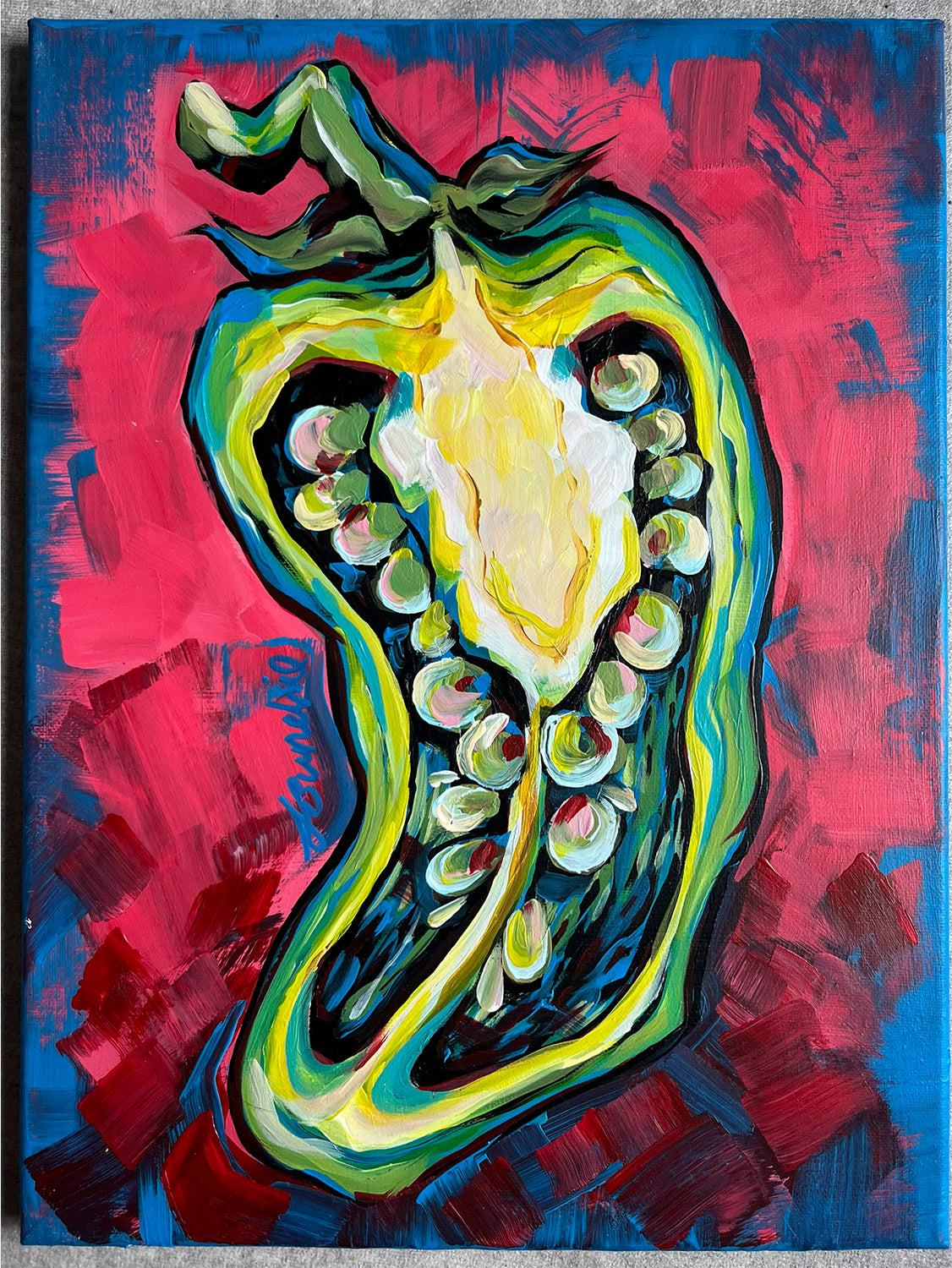 Original 'The Jalapeño Cross-Section' - 40 x 30cm